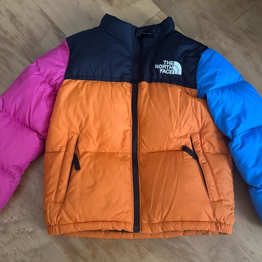 The North Face Kids Tri-Color Puffer Jacket - Orange, Pink, Blue